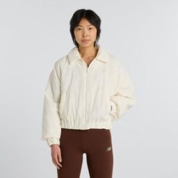 New Balance Chaqueta Bomber casual de mujer Woven . (S) Blanco roto