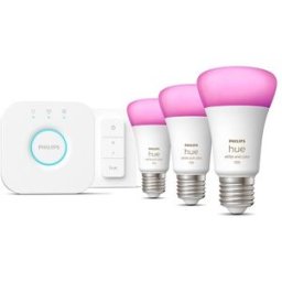 Philips Kit de inicio Hue White and Color Ambiance E27 (3 bombillas, puente Hue y un mando) (Reacondicionado A estrenar).