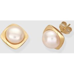 El Corte Inglés Pendientes de oro y perla blanca . Blanco