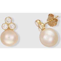 El Corte Inglés Pendientes de oro, perla y circonita . Blanco