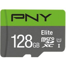 PNY Tarjeta de memoria MicroSD Elite 128GB. Gris / Verde