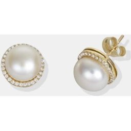 El Corte Inglés Pendientes de oro, diamantes y perla. Blanco
