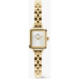 Daniel Wellington Reloj de mujer Petit Mini Quadro Arch DW00100850 de acero dorado. Blanco