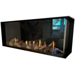 NORA FLAMES Chimenea Gas LPG Pano 1100 Esquinera Derecha. Negro