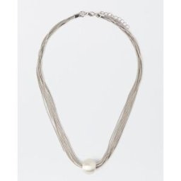 Parfois Collar grueso con perla en blanco. Blanco