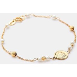 El Corte Inglés Pulsera Ángel de oro y perla. Blanco