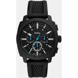 Fossil Reloj de hombre machine de silicona con cierre de hebilla. Negro