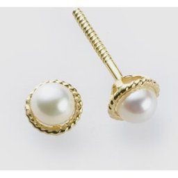 El Corte Inglés Pendientes de bebé de oro y perla. Blanco
