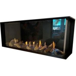 NORA FLAMES Chimenea Gas LPG Pano 1300 Esquinera Derecha. Negro