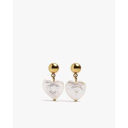Parfois Pendientes de acero inoxidable con cuentas y perlas con forma de corazón. Blanco