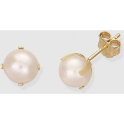 El Corte Inglés Pendientes de oro y perla . Blanco