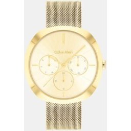 Calvin Reloj de mujer CK Shape 25200339 multifunción de malla de acero dorado. Oro