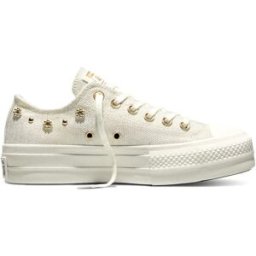 Converse Zapatillas casual de mujer Chuck Taylor All Star Lift Shiny Heathered Canvas Studs . (35) Blanco roto