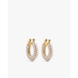 Parfois Pendientes de aro de acero inoxidable con perlas decorativas. Blanco