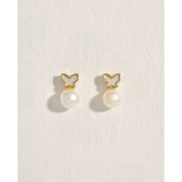 El Corte Inglés Pendientes de oro, nácar y perla. Blanco