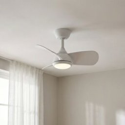 Giro Ventilador de techo Veleo con luz LED DC. Blanco