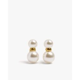 Parfois Pendientes de acero inoxidable con perlas decorativas. Blanco