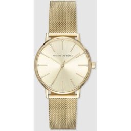 Giorgio Armani Reloj de mujer de malla de acero inoxidable con tres agujas. Dorado