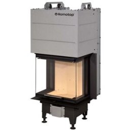 ROMOTOP Chimenea Leña Heat 3CF3G50-31 Frontal Cristal Dividido. Negro / Gris