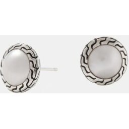 John Hardy Pendientes Chain de plata y perlas. Blanco