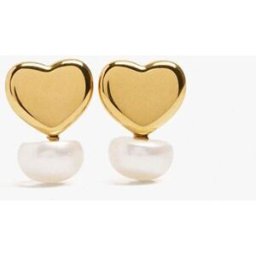 Parfois Pendientes de acero inoxidable con perla decorativa y forma de corazón. Blanco
