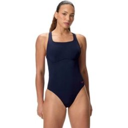 Speedo Bañador de natación para mujer Solid Flex Band One Piece . (M) Azul marino