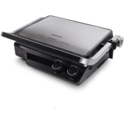 Hisense Grill HCG2000XXL 2000 W – Placas Extraíbles, Apertura 180°, Superficie XXL 34 × 24 cm y control de temperatura independiente. Negros