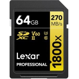 Lexar Tarjeta de memoria Professional SDXC 64GB 1800x Serie GOLD. Negro / Dorado