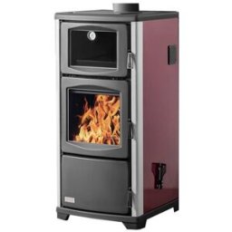 Teba Estufa de Leña Calefactora TK29 con Horno. Negro / Burdeos