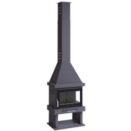 FM CALEFACCIÓN Chimenea Leña Frontal a 3 Caras C-303 TFK. Negro