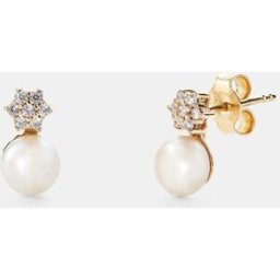 El Corte Inglés Pendientes de niña de oro con perla y circonita. Blanco