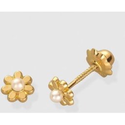 El Corte Inglés Pendientes de bebé de oro con perla. Blanco