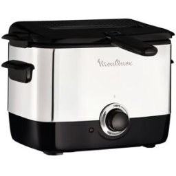 Moulinex Freidora Minifrito AF2200 con capacidad de 1 litro, tapa con ventanilla.. Inox / Negro