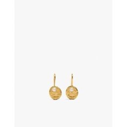 Parfois Pendientes de plata de ley bañado en oro de 18 k redondos con perla decorativa. Blanco