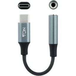Nanocable Cable Conversor de Audio USB-C/M - Jack 3.5/F 11 CM Negro/Gris