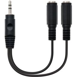 Nanocable Cable de Divisão Audio Jack 3,5/M - 2x Jack 3,5/F 15 CM Negro