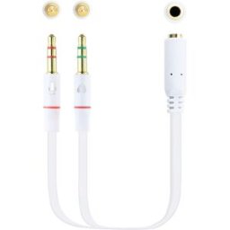 Nanocable Cable de Divisão Audio Jack 3,5/F 3 PINOS - 2x Jack 3,5/M 4 PINOS 20 CM Blanco