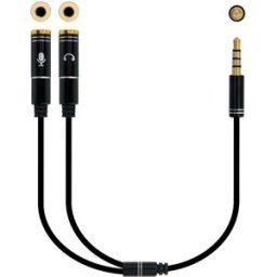 Nanocable Cable de Divisão Audio Jack 3,5/M 4 PINOS - 2x Jack 3,5/H 3 PINOS 30 CM Negro