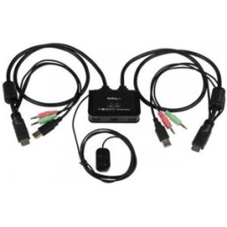 StarTech.com Conmutador Switch KVM 2 puertos HDMI USB Audio con Cables Integrados - 1080p, USB, USB,