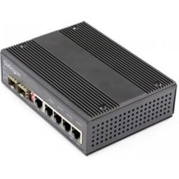 StarTech.com Switch Conmutador Industrial Ethernet Gigabit 6 Puertos - 4x RJ45 PoE - 2 Ranuras SFP P