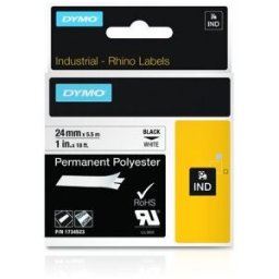 Dymo Poliéster Permanente IND, Negro sobre blanco, Multicolor, Poliéster, -40 - 150 ºC, UL 969,
