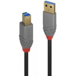 Lindy 36743 Cable USB 3 m USB 3.2 Gen 1 (3.1 Gen 1) USB A USB B - Negro, Gris
