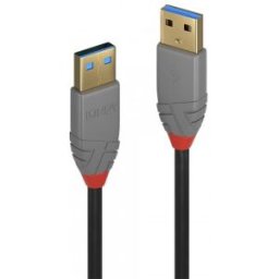 Lindy 36753 Cable USB 3 m USB 3.2 Gen 1 (3.1 Gen 1) USB A - Negro, Gris