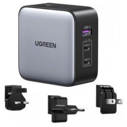 Ugreen 65W Nexode GaN Auriculares, Teléfono móvil, Portátil, Reloj inteligente, Tableta Gris USB Car