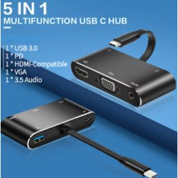 ULTRAPIX ADAPTADOR 5 EN 1 USB C CON HUB HDMI (4K), VGA, USB A 3.0, USB C Y Audio 3,5mm