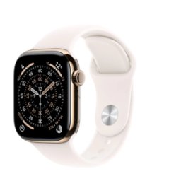 Apple Watch Series 11 GPS + Cellular 42mm Gold Titanium Case with Light Blush Sport Band - M/L