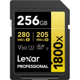 Lexar Tarjeta de Memoria 256Gb SDXC V60 1800X UHS-II 270MB/S