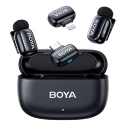Micrófono inalámbrico Boya Mini-12 con conexión USB-C + conexión Lightning con estuche de carga Negro (2TX + 2RX)