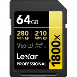 Tarjeta de Memoria Lexar SDXC Professional 64GB 1800x UHS-II Serie Gold