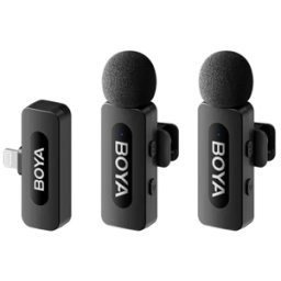 Micrófono inalámbrico de solapa Boya BY-V2 V2.0 para Lightning (2TX+1RX)